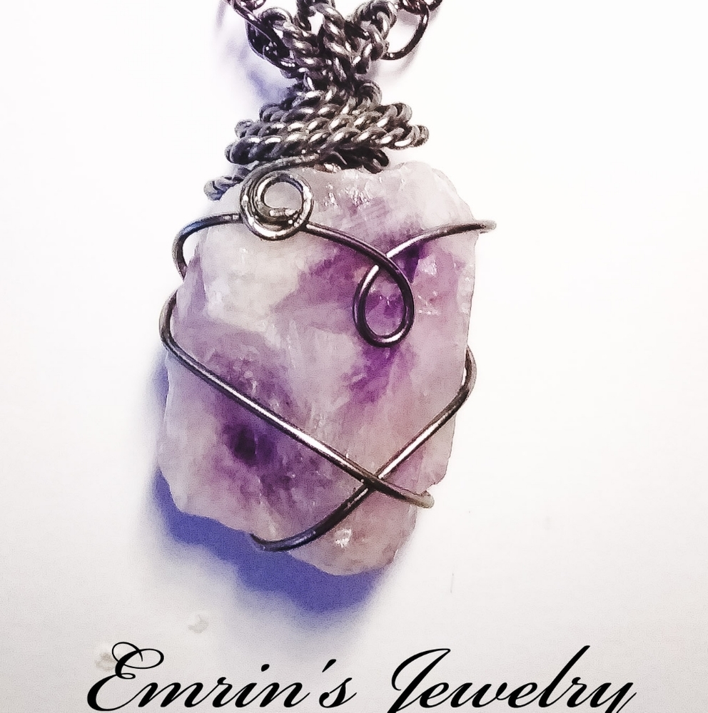 Raw amythest pendant